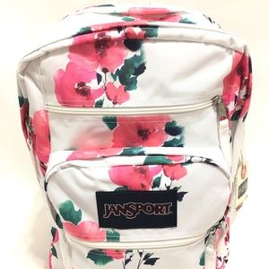 JanSport Student Backpack White Watercolor Rose